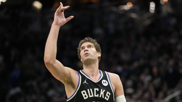Milwaukee Bucks center Brook Lopez (11) celebrates